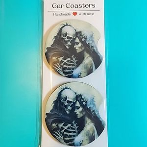 Skeleton And His Bride Car Truck Cup Holder Car Coasters